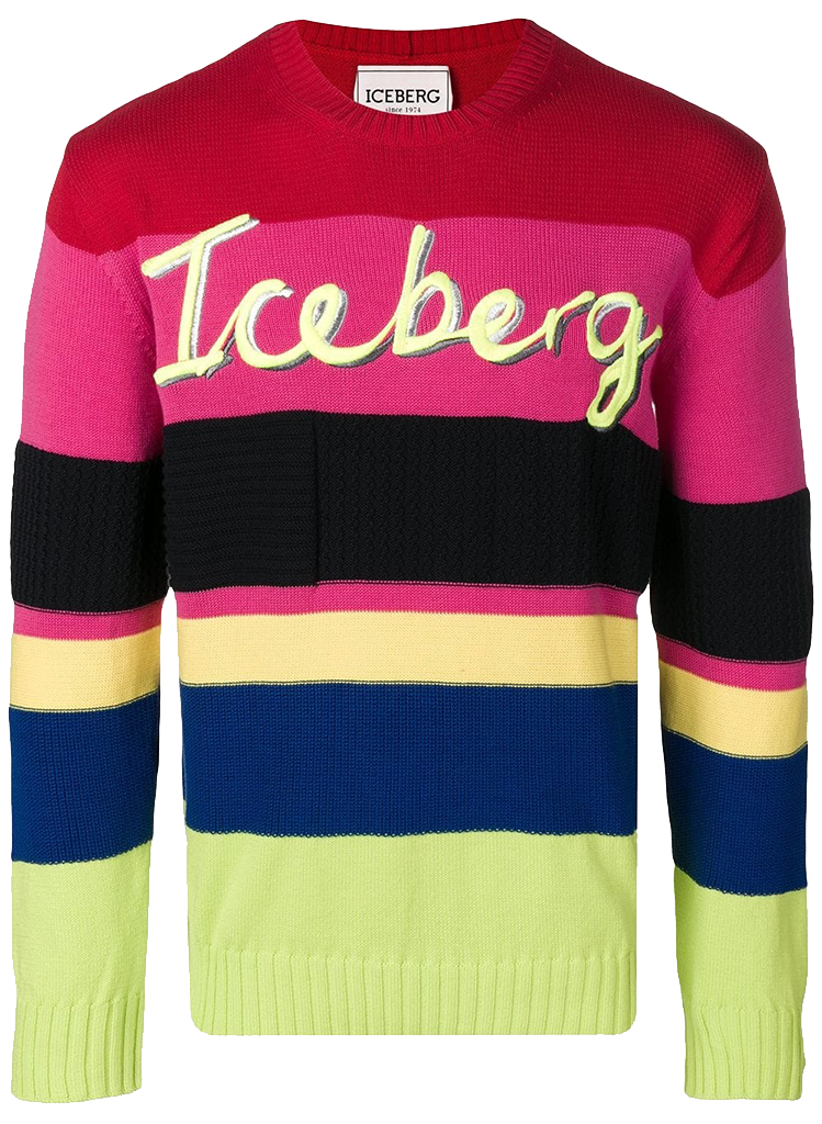 Iceberg CURSIVE LOGO STRIPE SWEATER | Moda404 Men's Boutique