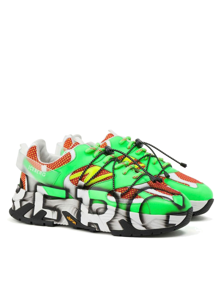 Iceberg GRAFFITI NEON SNEAKER GREEN | Moda404 Men's Boutique