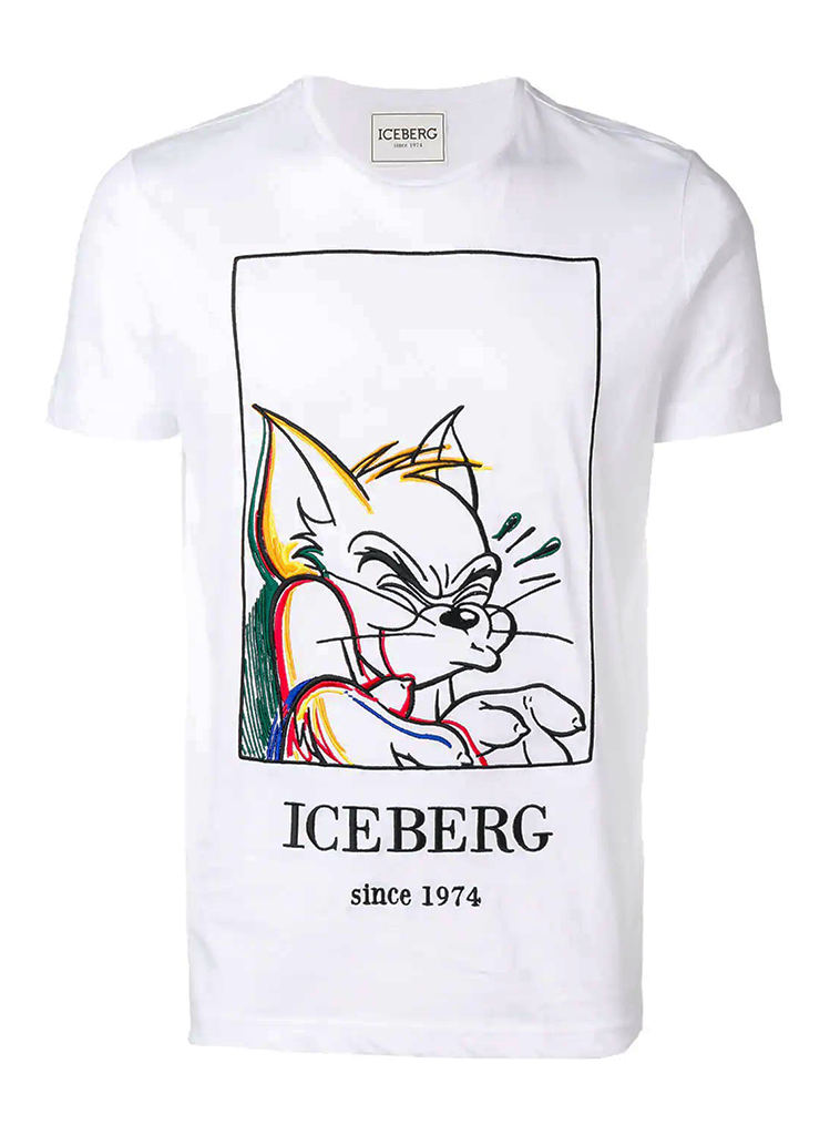 $225 Navy Iceberg Embroidered Cartoon Tom Outline Logo Tee 