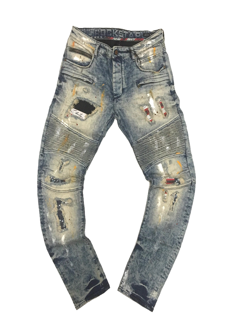 ROCKSTAR Jeans Mens Size 40 Graffiti Urban Biker Rocker Paint Spatter  Button Fly